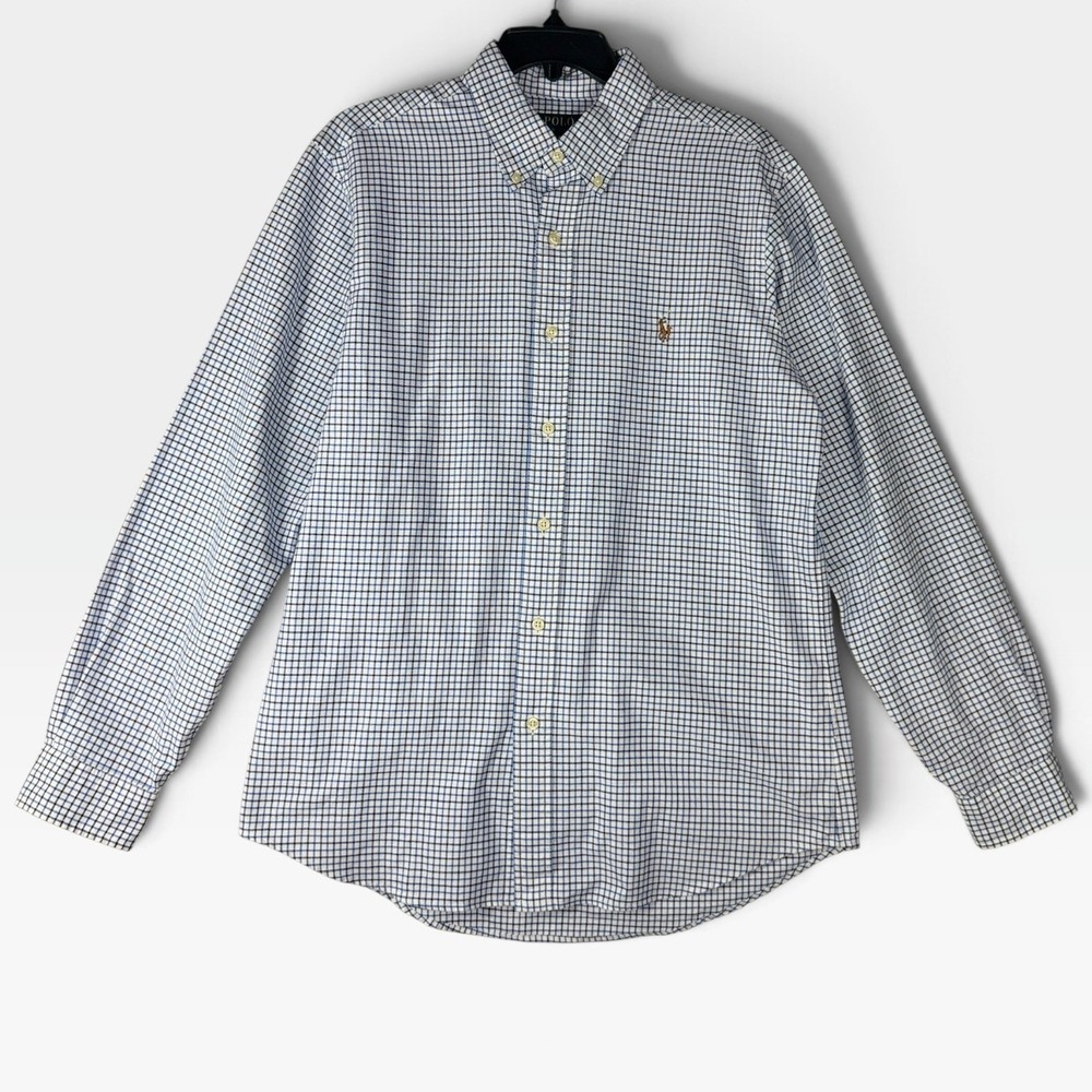 Polo Ralph Lauren Button Down Classic Fit Mens M Blue White Check Excellent
